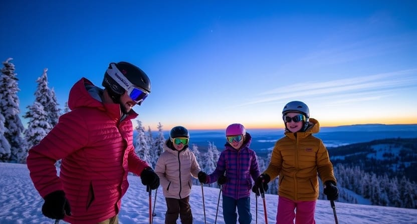 family skiing in gulmarg