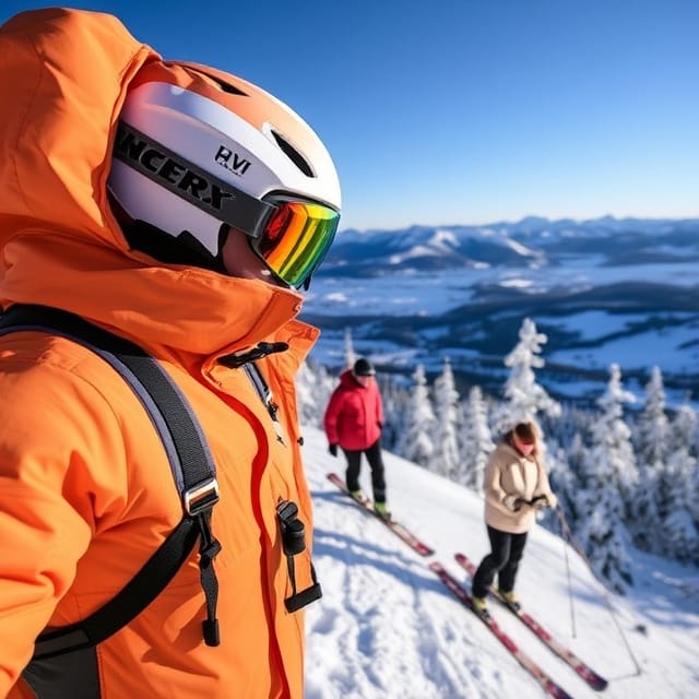 A skier decending the mountain