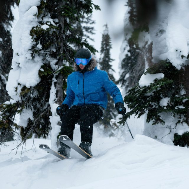 pexels-photo-15382812-15382812 Exciting skiing action in a snowy winter forest, capturing a skier mid-descent.